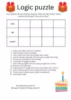 Vorschau - Arbeitsblätter - Logic puzzle birthday presents - Deckblatt