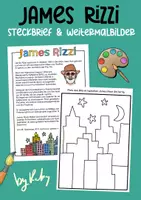 Vorschau - Arbeitsblätter - James Rizzi - Steckbrief & Weitermalbilder für den Kunstunterricht - Deckblatt