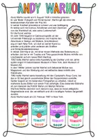 Vorschau - Arbeitsblätter - Andy Warhol - Steckbrief & Weitermalbilder für den Kunstunterricht - Pop Art - Seite 1