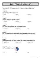 Vorschau - Arbeitsblätter - Quiz Allgemeinwissen 1 (2-fach differenziert) - Deckblatt