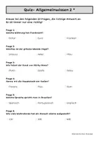 Vorschau - Arbeitsblätter - Quiz Allgemeinwissen 2 (2-fach differenziert) - Deckblatt