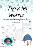 Vorschau - Arbeitsblätter - Tiere im Winter - Lernwörter für Klasse 2/3 - Deckblatt