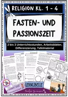 Vorschau - Unterrichtsreihen - Fasten-und Passionszeit - Religionsunterricht 2 bis 3 Unterrichtsstunden für Klasse 1 bis 4 - Deckblatt