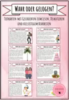 Vorschau - Arbeitsblätter - RÄTSEL- Wahr oder Gelogen? Geschichten zum Lesen, Diskutieren, Bearbeiten - Deckblatt