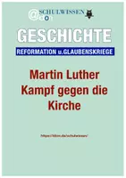 Vorschau - Anderer Materialtyp - GESCHICHTSUNTERRICHT - Martin Luther und der Kampf gegen die Kirche - Deckblatt