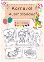 Vorschau - Arbeitsblätter - Karneval / Fasching - Ausmalbilder für die Grundschule - Deckblatt