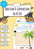 Vorschau - Arbeitsblätter - Addition und Subtraktion im ZR100 mit & ohne ZÜ - Spiel (Schiffe versenken) - Deckblatt