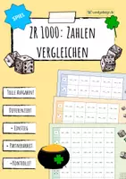 Vorschau - Arbeitsblätter - Zahlen im ZR 1000 vergleichen - Spiel (Würfelglück) - Deckblatt