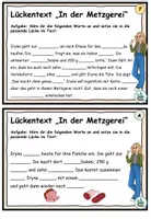 Vorschau - Aufgabenkarten - Lückentext für den AnyBook Reader "In der Metzgerei" zweifach differenziert - DaZ / DaF - Deckblatt