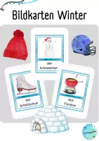 Aperçu - Cartes / Images - Vocabulaire allemand: Hiver (affichage) / Wortschatz: Winter (deutsch, Bildkarten) - Page de couverture