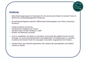 Vorschau - Arbeitsblätter - Klettaufgaben: Fasching / Karneval - Seite 1