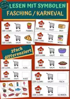 Vorschau - Fördermaterial/Inklusion - Lesen mit Symbolen: Fasching / Karneval - Deckblatt