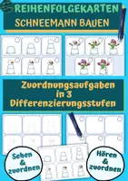 Vorschau - Fördermaterial/Inklusion - Reihenfolgekarten: Schneemann bauen - Deckblatt