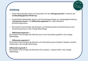 Vorschau - Fördermaterial/Inklusion - Reihenfolgekarten: Schneemann bauen - Seite 1