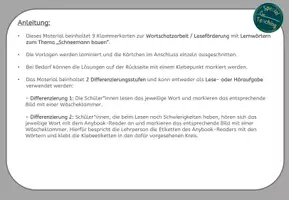 Vorschau - Fördermaterial/Inklusion - Klammerkarten: Schneemann bauen / Lese- und Höraufgaben - Seite 1