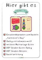 Vorschau - Mal- und Bastelvorlagen - ❤️ Valentinstag 🦉 Eulen DIY Kärtchen basteln und verschenken | Valentine's Day - Seite 1