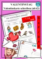 Vorschau - Arbeitsblätter - Valentinskarte zum Valentinstag schreiben - Deckblatt
