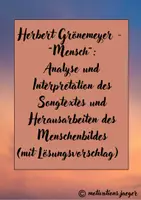 Vorschau - Arbeitsblätter - Herbert Grönemeyer - Mensch: Analyse und Interpretation des Songtextes und Herausarbeiten des Menschenbildes (mit Lösungsvorschlag) - Deckblatt