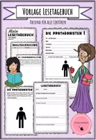 Vorschau - Unterrichtsreihen - Vorlagen für ein Lesetagebuch - anwendbar auf alle Lektüren - Deckblatt