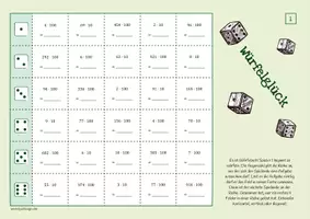 Vorschau - Arbeitsblätter - Multiplikation mit 10 & 100 - Spiel (Würfelglück) - Seite 1