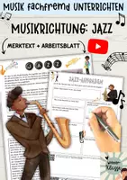 Vorschau - Arbeitsblätter - Musikrichtung "JAZZ" - Arbeitsblatt / Musik fachfremd unterrichten - Deckblatt