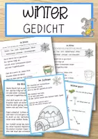 Vorschau - Anderer Materialtyp - Wintergedicht – Reimwörter ergänzen - Deckblatt