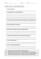 Vorschau - Arbeitsblätter - AB mit Fragen zum Thema "Motoren" + Lösungsblatt + Mindmap + Infografik - Deckblatt