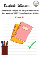Vorschau - Klassenarbeiten - Deutsch Klausur Der Vorleser Klasse 11 - Deckblatt