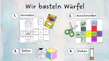 Vorschau - Mal- und Bastelvorlagen - Würfel - Farben und Muster - Seite 2