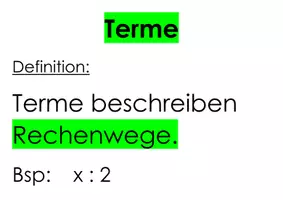 Vorschau - Merkblätter - Wortspeicher Terme Mathematik - Seite 1