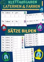 Vorschau - Fördermaterial/Inklusion - Klettaufgaben: Sätze bilden (Laternen & Farben) - Deckblatt