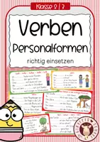 Vorschau - Unterrichtsreihen - Verben konjugieren – Differenzierte Karten zur Personalform (Klasse 2/3) - Deckblatt