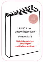 Vorschau - Stundenentwürfe - Digitale Lesespuren - Schriftlicher Unterrichtsentwurf - Deckblatt