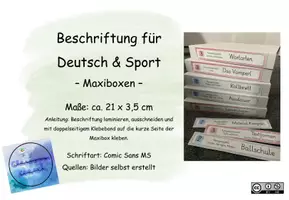 Vorschau - Mal- und Bastelvorlagen - Beschriftung Maxiboxen Ordnungssystem Deutsch und Sport - Deckblatt