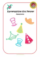 Vorschau - Mal- und Bastelvorlagen - Basteln für Karneval: Karnevalshüte fürs Fenster (Faltschnitt) - Deckblatt