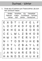 Vorschau - Arbeitsblätter - Freebie - Suchsel zum Thema Winter - Seite 1
