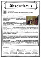 Vorschau - Unterrichtsreihen - Absolutismus Lückentext mit Wortspeicher - Deckblatt