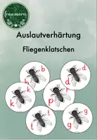 Vorschau - Mal- und Bastelvorlagen - Auslautverhärtung Fliegenklatschen Spiel - Deckblatt