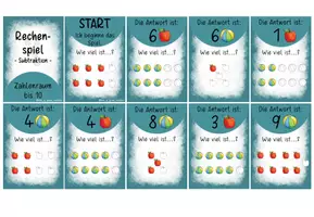 Vorschau - Spiele - Rechenspiel: Subtraktion im Zahlenraum bis 10 (Variante 2: Rechengeschichten) #rabattraketenzusalevester25 - Seite 1