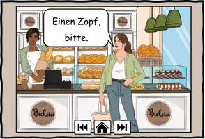 Vorschau - Interaktives Material - Erklärpräsentation unbestimmte Artikel im Akkusativ Bäckerei eduki Schweiz - Seite 2
