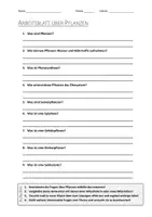 Vorschau - Arbeitsblätter - AB mit Fragen zum Thema "Pflanzen" + Lösungsblatt + Mindmap + Infografik - Deckblatt