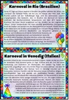 Vorschau - Arbeitsblätter - Karneval in aller Welt (Rio, Venedig, Notting Hill, Dänemark) 7./8. Klasse - Seite 1