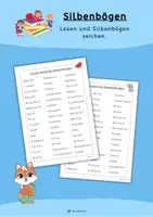 Vorschau - Arbeitsblätter - Lesen und Silbenbögen zeichnen, Arbeitsblätter - Deckblatt