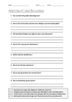 Vorschau - Arbeitsblätter - AB mit Fragen zum Thema "Religionen" + Lösungsblatt + Infografik - Deckblatt