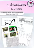 Vorschau - Arbeitsblätter - 4 Arbeitsblätter zum Frühling - Vertretungsstunde/Freiarbeit - Klasse 5-8 - Deckblatt