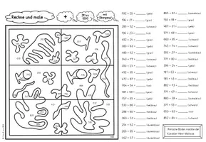 Vorschau - Arbeitsblätter - Rechenmalblatt "Henri Matisse", Freebie "Künstler“ Klasse 3 - Seite 1