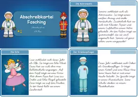 Vorschau - Stationenlernen - Abschreibkartei Fasching Karneval VA+ VA Plus Alternative Buchstabenformen - Seite 3