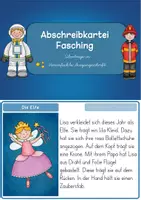 Vorschau - Stationenlernen - Abschreibkartei Fasching Karneval Übertrage in VA Vereinfachte Ausgangsschrift - Seite 1