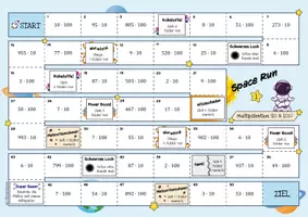 Vorschau - Arbeitsblätter - Multiplikation mit 10 & 100 - Spiel (Spacerun) - Seite 1