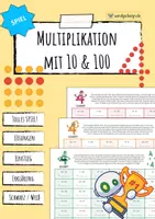 Vorschau - Arbeitsblätter - Multiplizieren mit 10 & 100 - Spiel - Deckblatt